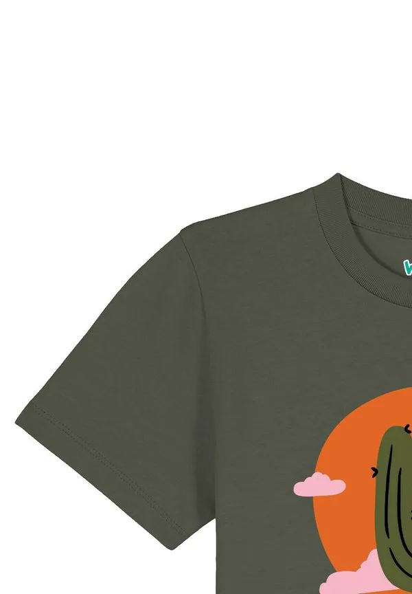 Футболка с принтом kaktus im sonnenuntergang Watapparel, Khaki — фото 4