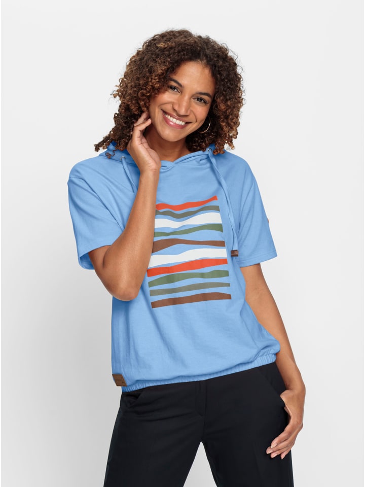 

Толстовка с капюшоном в цвете ледяной синий с принтом экрю WITT WEIDEN