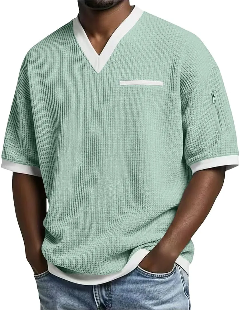 

Футболка поло для мужчин, хенли с коротким рукавом, casual