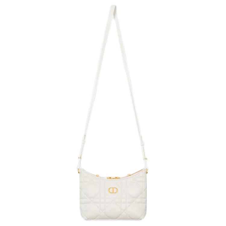 DIOR Мини-сумка на одно плечо из овчины молочно-белая — фото 4