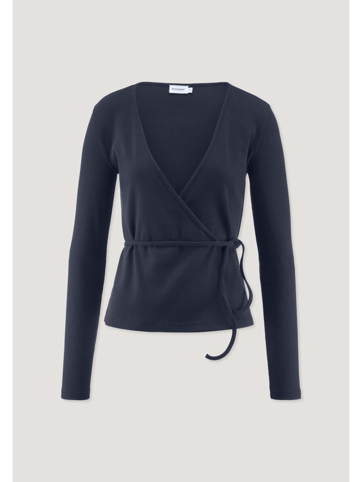 

Hessnatur Футболка с длинными рукавами в рубчик, темно-синего цвета