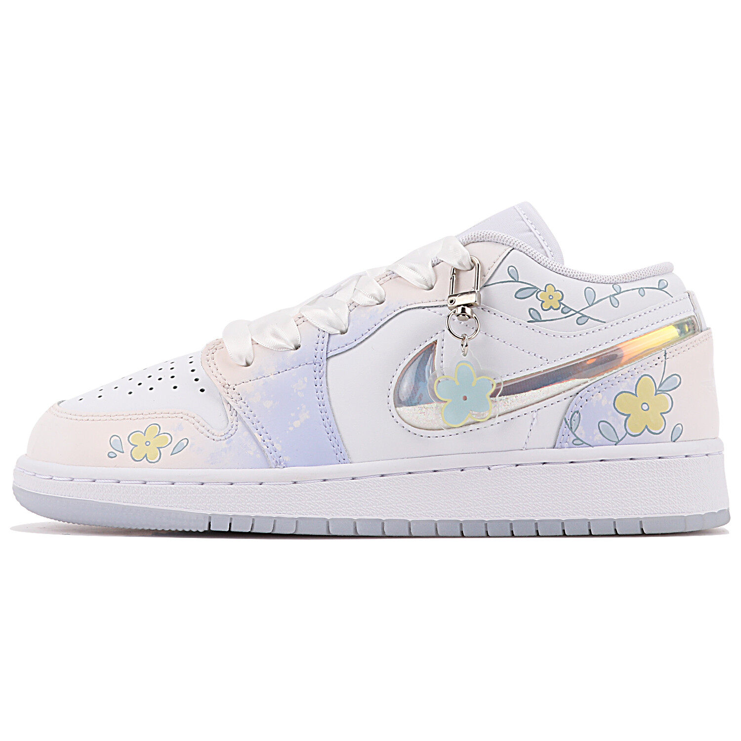

Кроссовки Air Jordan 1 Vintage Basketball Shoes Women's Low-top Blue/white/yellow, синий/белый