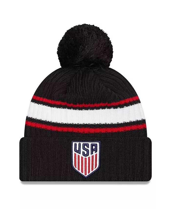 

Мужская темно-синяя вязаная шапка с манжетами и помпоном USMNT New Era, синий