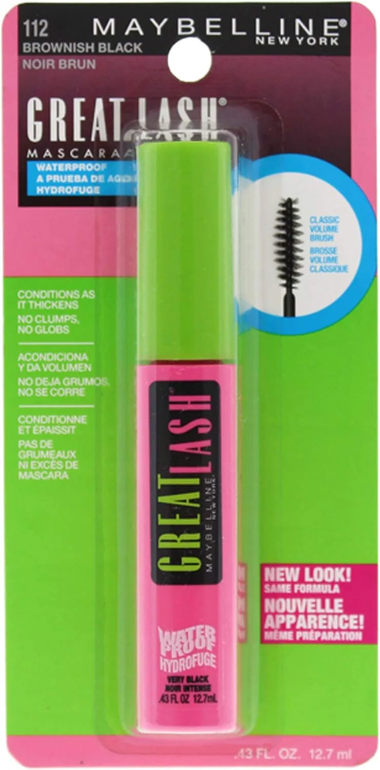 Тушь для ресниц водостойкая Maybelline Great Lash Waterproof, 0.43 fl oz, коричнево-черный