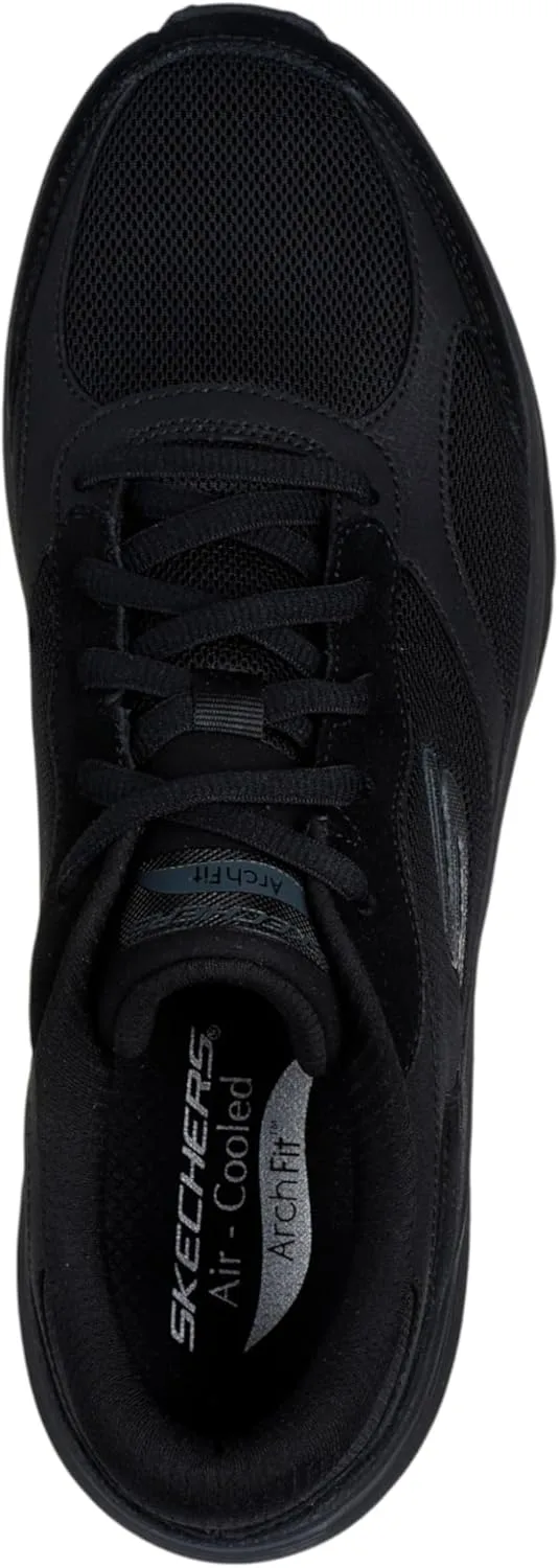 Мужские кроссовки Skechers из сетчатой кожи на шнуровке с резиновой подошвой, черный — фото 4