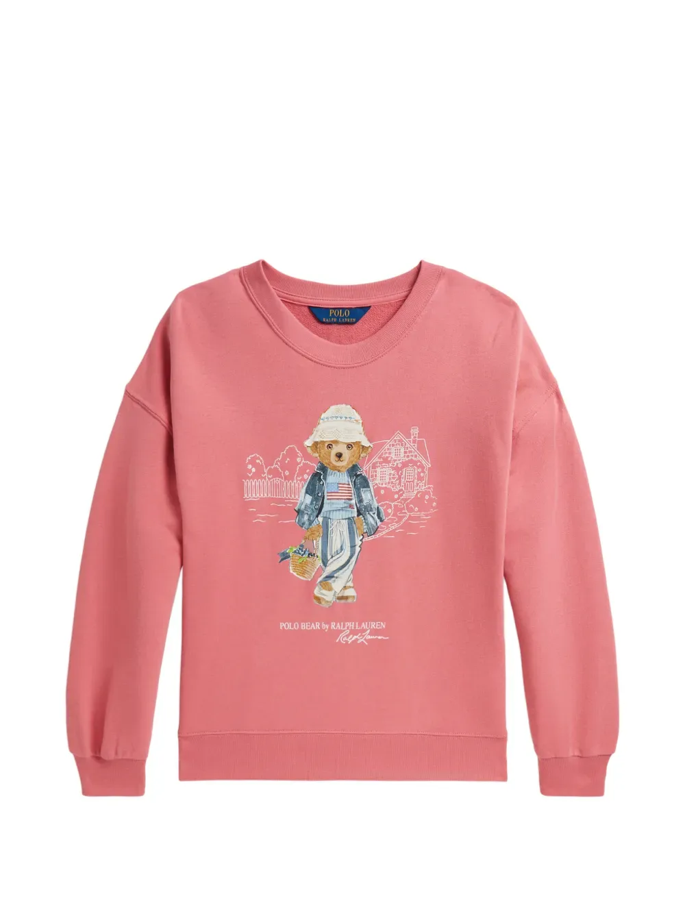 Толстовка с круглым вырезом и принтом Bear POLO RALPH LAUREN KIDS, розовый