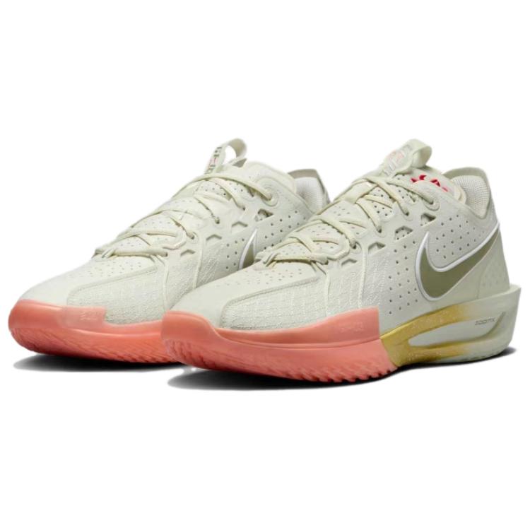 Nike Air Zoom G.T. Cut 3 Антискользящие Износостойкие Низкие Баскетбольные Кроссовки Мужские Белые, Белый/Оранжевый — фото 2