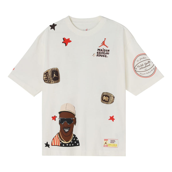 

Футболка Air Jordan x Maison Chateau Rouge Crossover Tee 'White Red Brown', белый