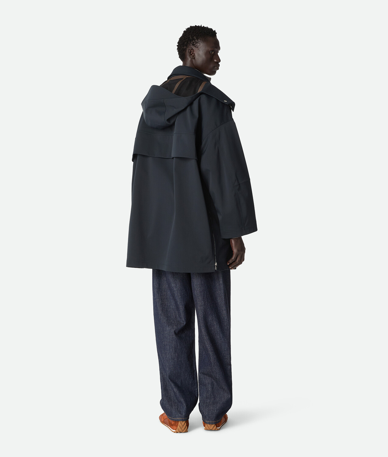 Парка с капюшоном из технической шерсти с клеевым слоем BOTTEGA VENETA, темно-синий — фото 3