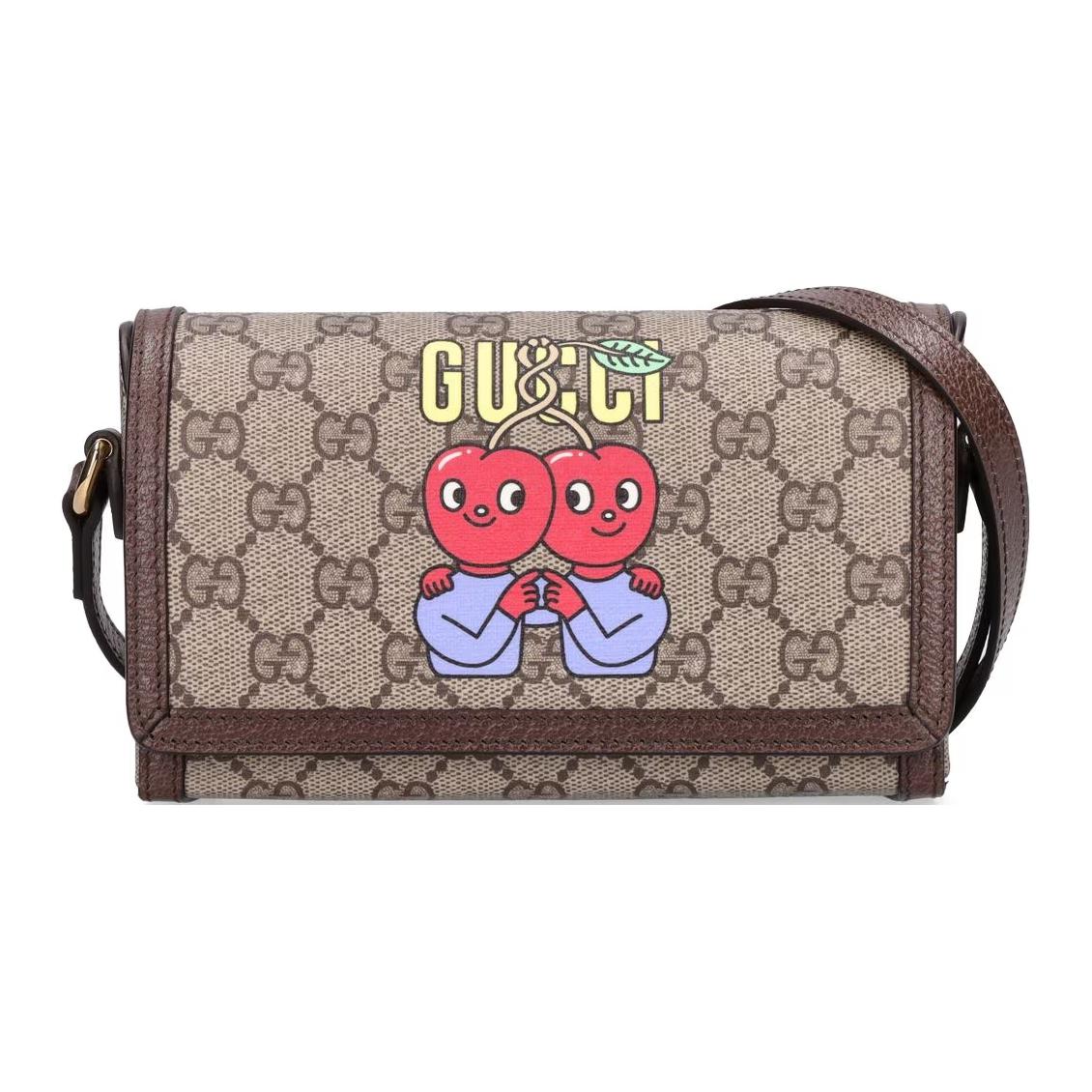 GUCCI Верховная холщовая сумка с кожаной отделкой коробка через плечо мини мужская коричневая — фото 2