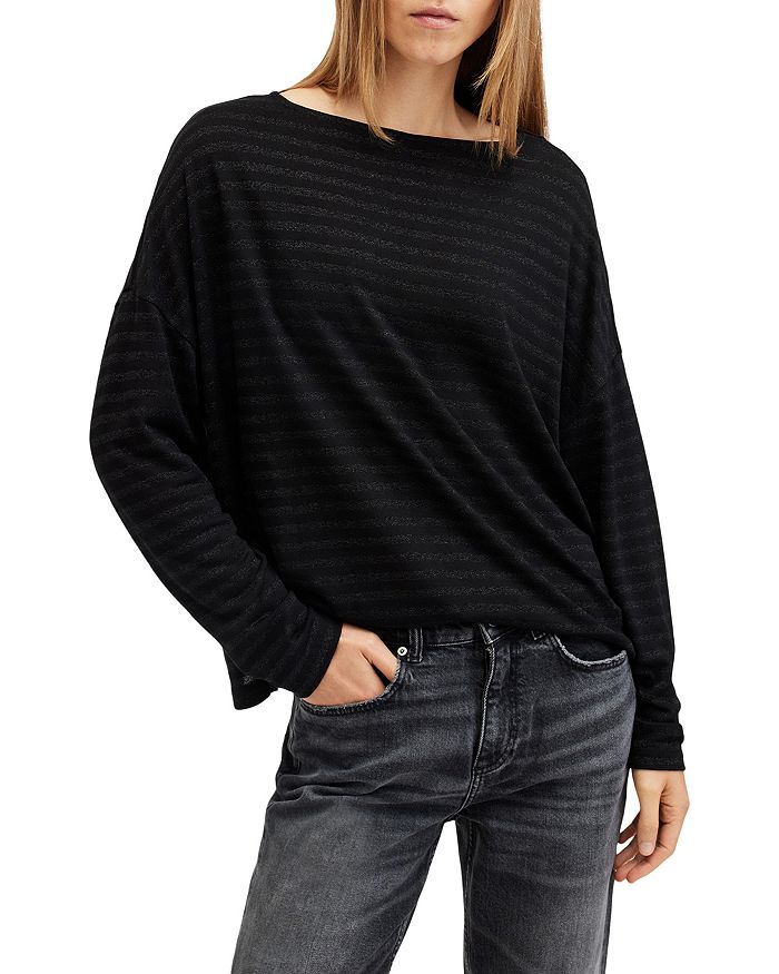 

Футболка Rita Stripe ALLSAINTS, черный