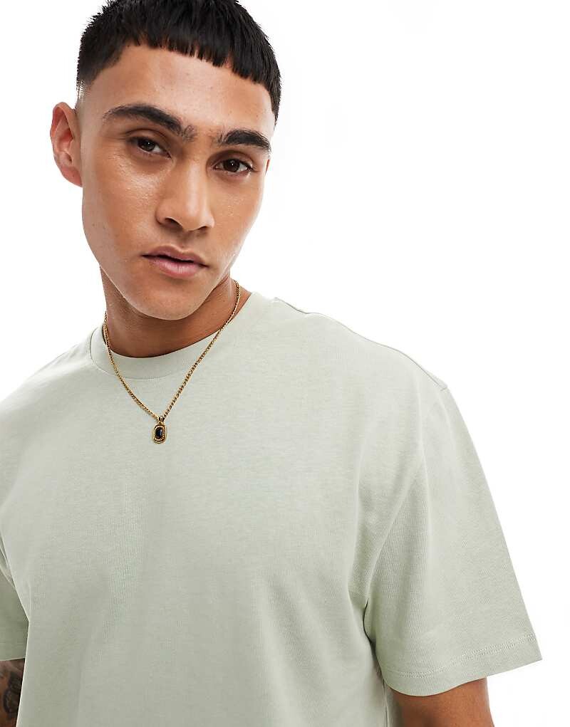 

Свободная футболка светло-зеленого цвета из плотной ткани ASOS DESIGN Essential плотностью 240 г/м²