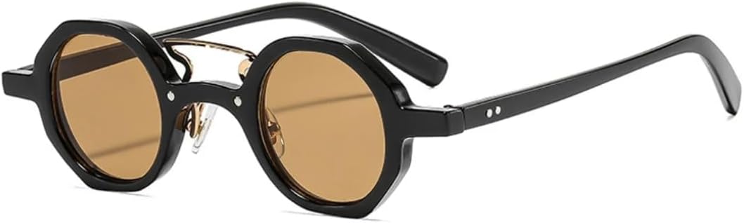 

Винтажные женские солнцезащитные очки с двойной перемычкой, роскошная маленькая оправа с заклепками, мужские очки для активного отдыха, защита от УФ-излучения UV400 TVTBBVV, Black Tea