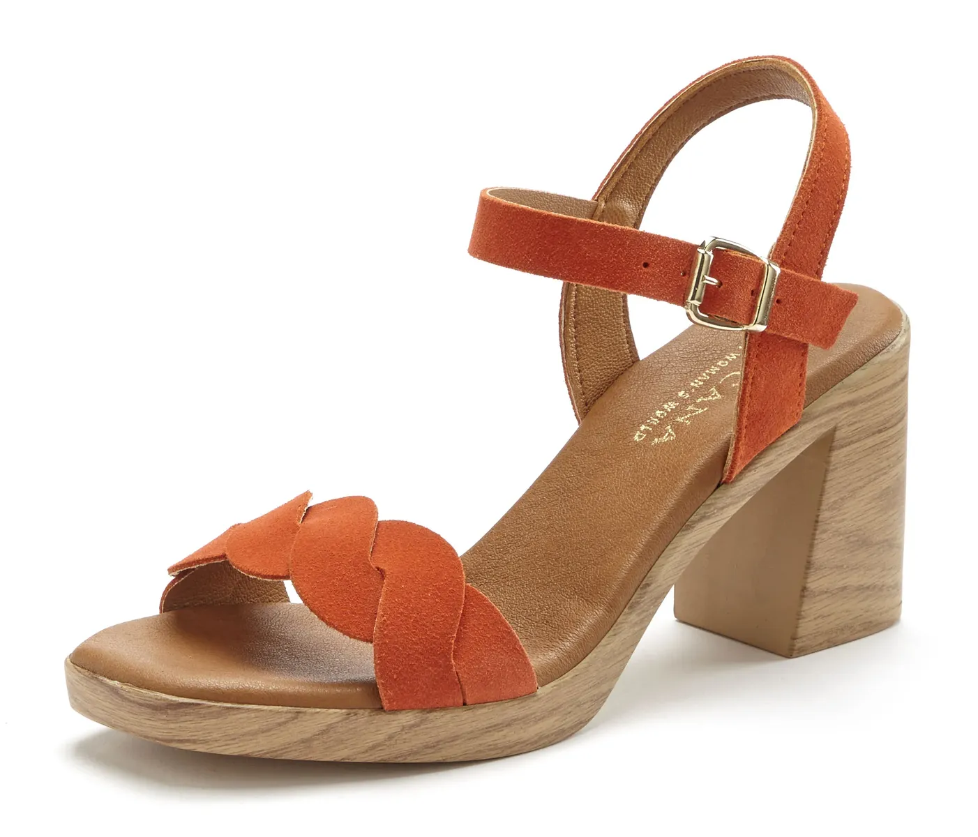 Босоножки LASCANA из мягкой кожи на блочном каблуке, цвет Orange — фото 3