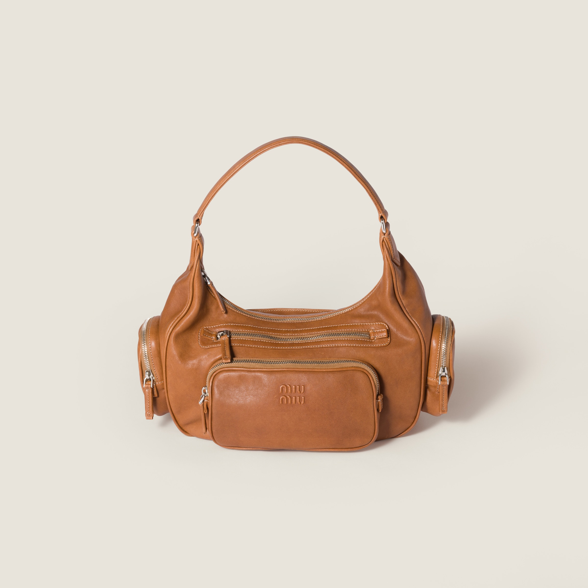 

Сумка из наппы с карманом MIU MIU, коричневый