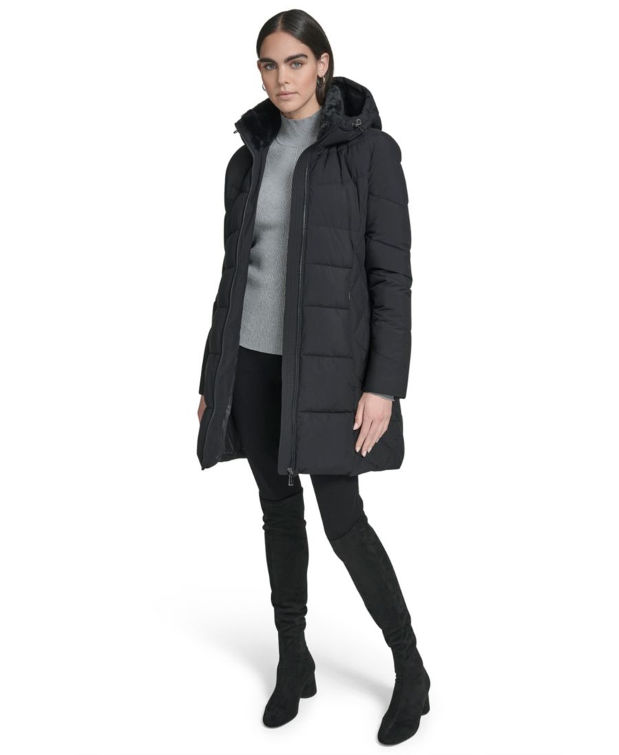 Женская пуховая куртка с воротником и капюшоном Calvin Klein, Black — фото 3