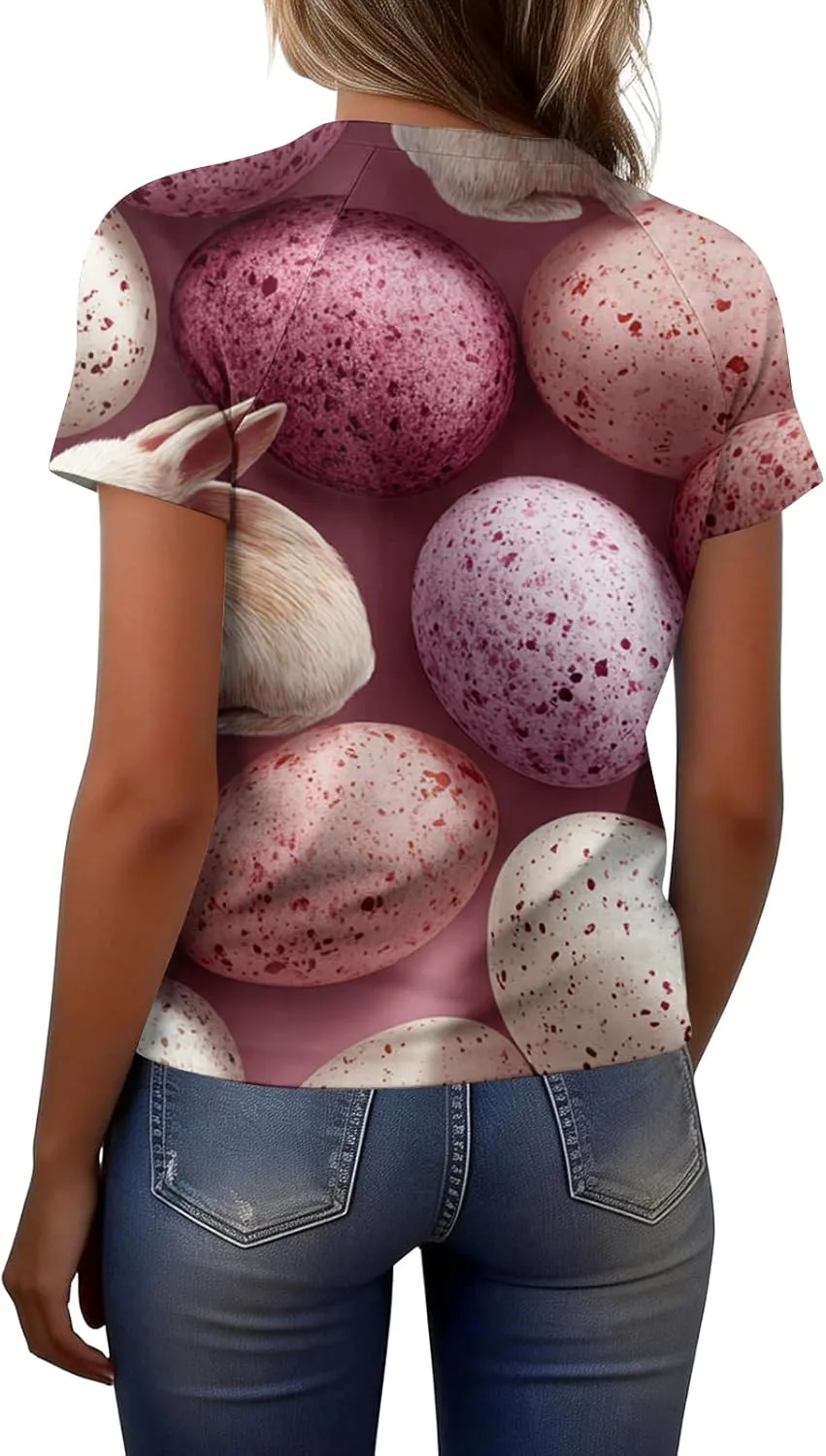 Женская футболка с круглым вырезом и коротким рукавом Easter Printed — фото 4
