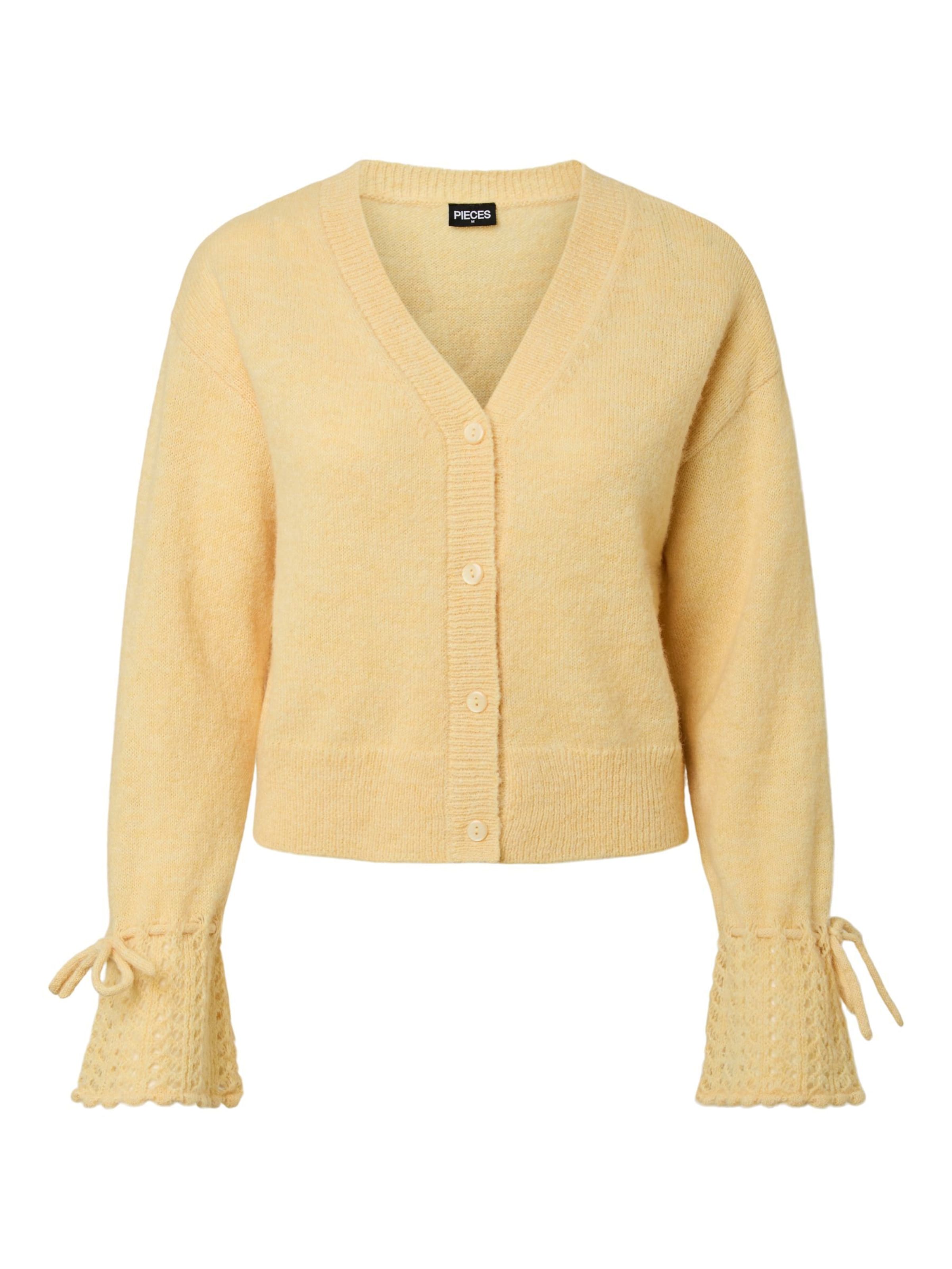 

PIECES Кардиган 'PCSmilla' вязаный светло-желтый
