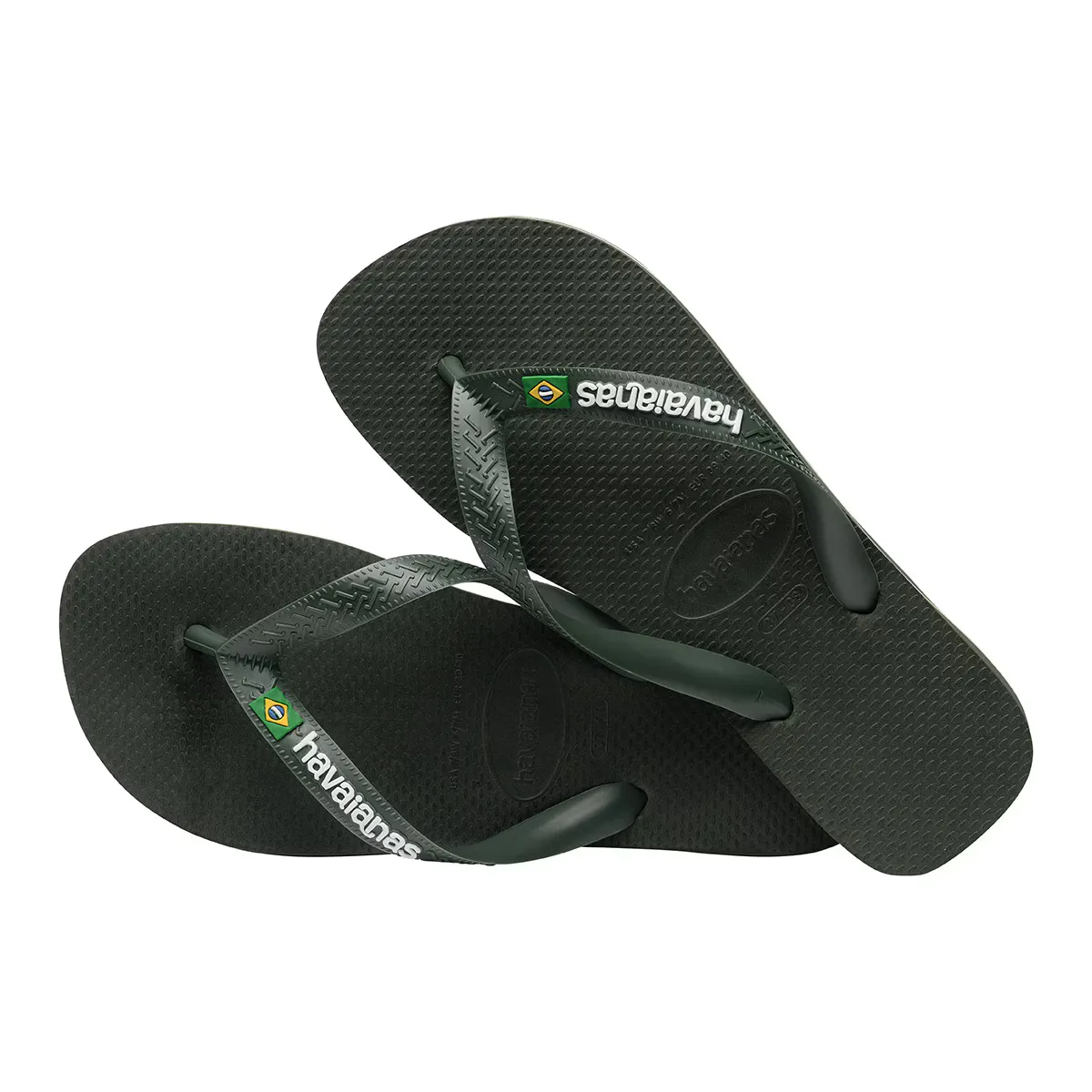 Унисекс Бразилия Логотип Havaianas Плавательные Шлепанцы, зеленый — фото 3