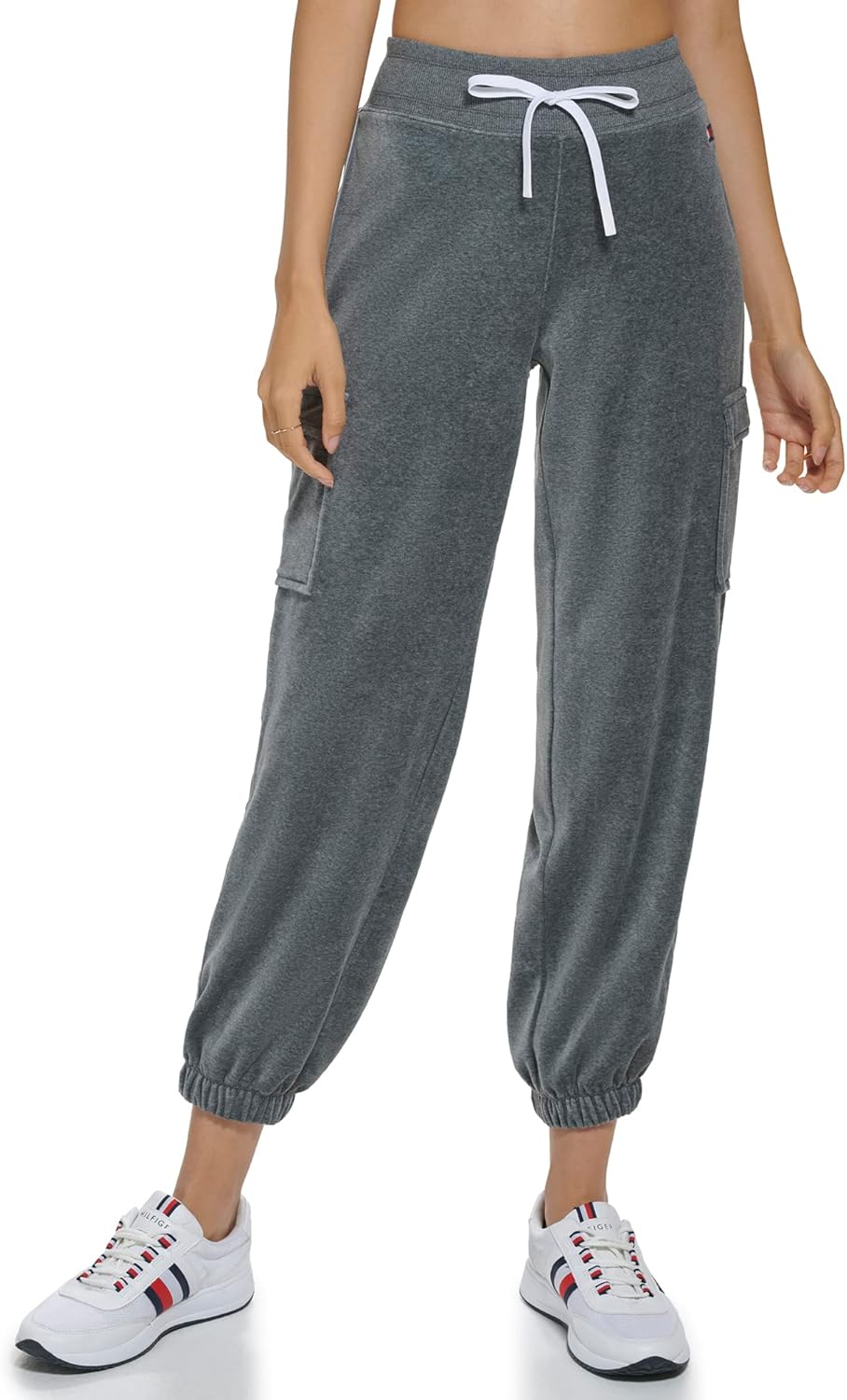 

Женские велюровые брюки-карго с завязками на поясе Tommy Hilfiger, Ash Heather