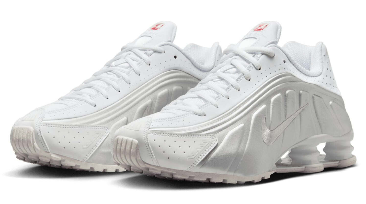 Кроссовки Nike Shox R4 White Bright Crimson Metallic Silver — фото 3