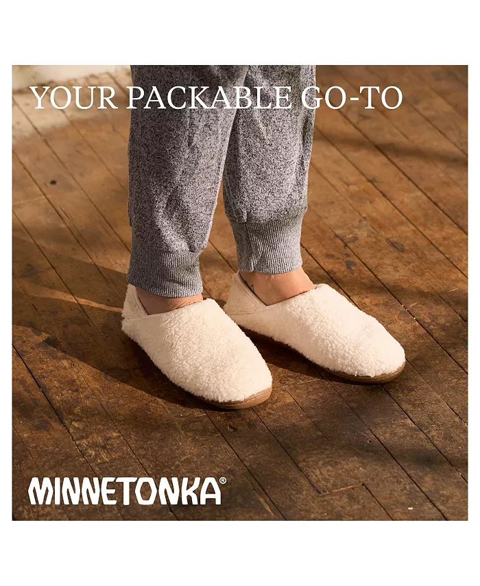Женские тапочки Packaway из ткани со складным каблуком Minnetonka, коричневый/бежевый — фото 3