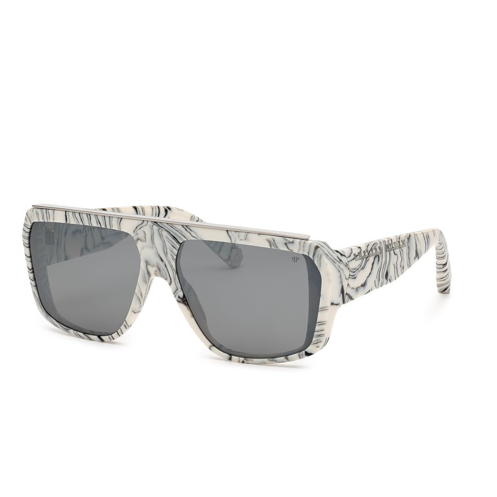 

Белые инжектированные солнцезащитные очки Philipp Plein
