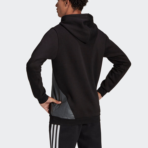 Толстовка Men's adidas Large Logo Hood Casual Sports Pullover Black, черный — фото 3