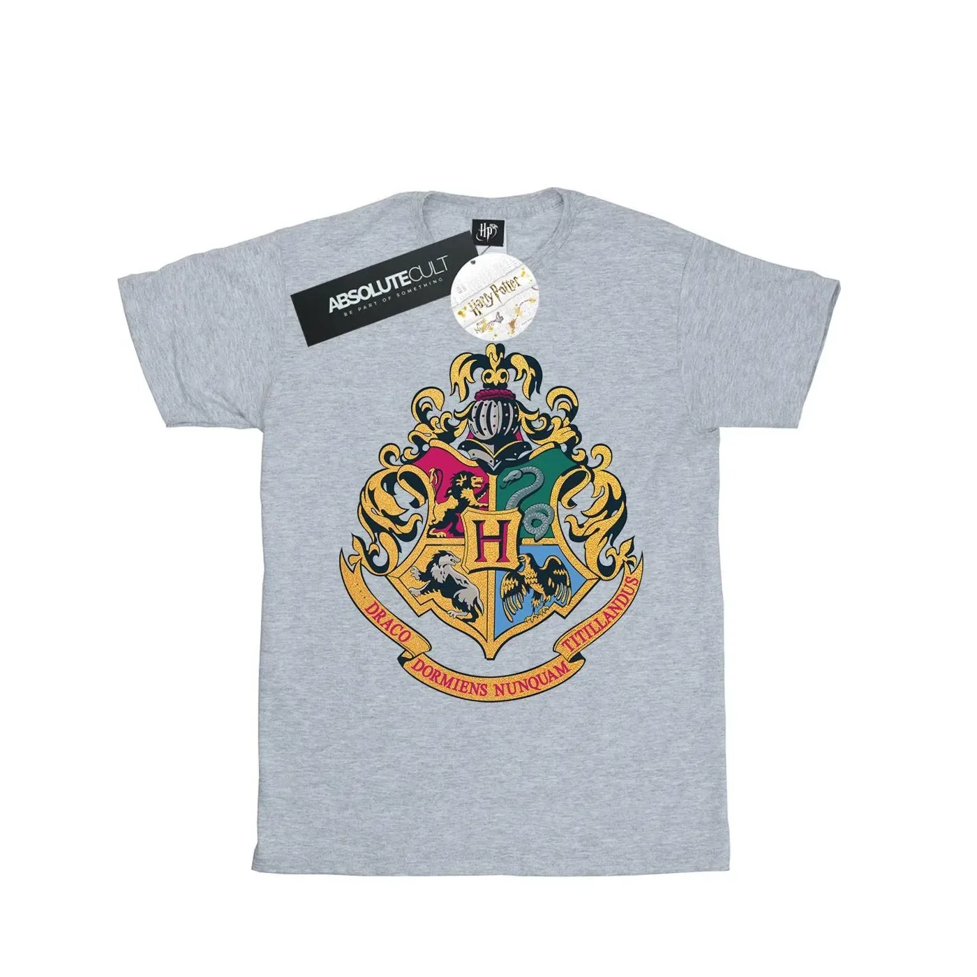 Детская футболка с принтом Hogwarts Crest Harry Potter, серый — фото 2