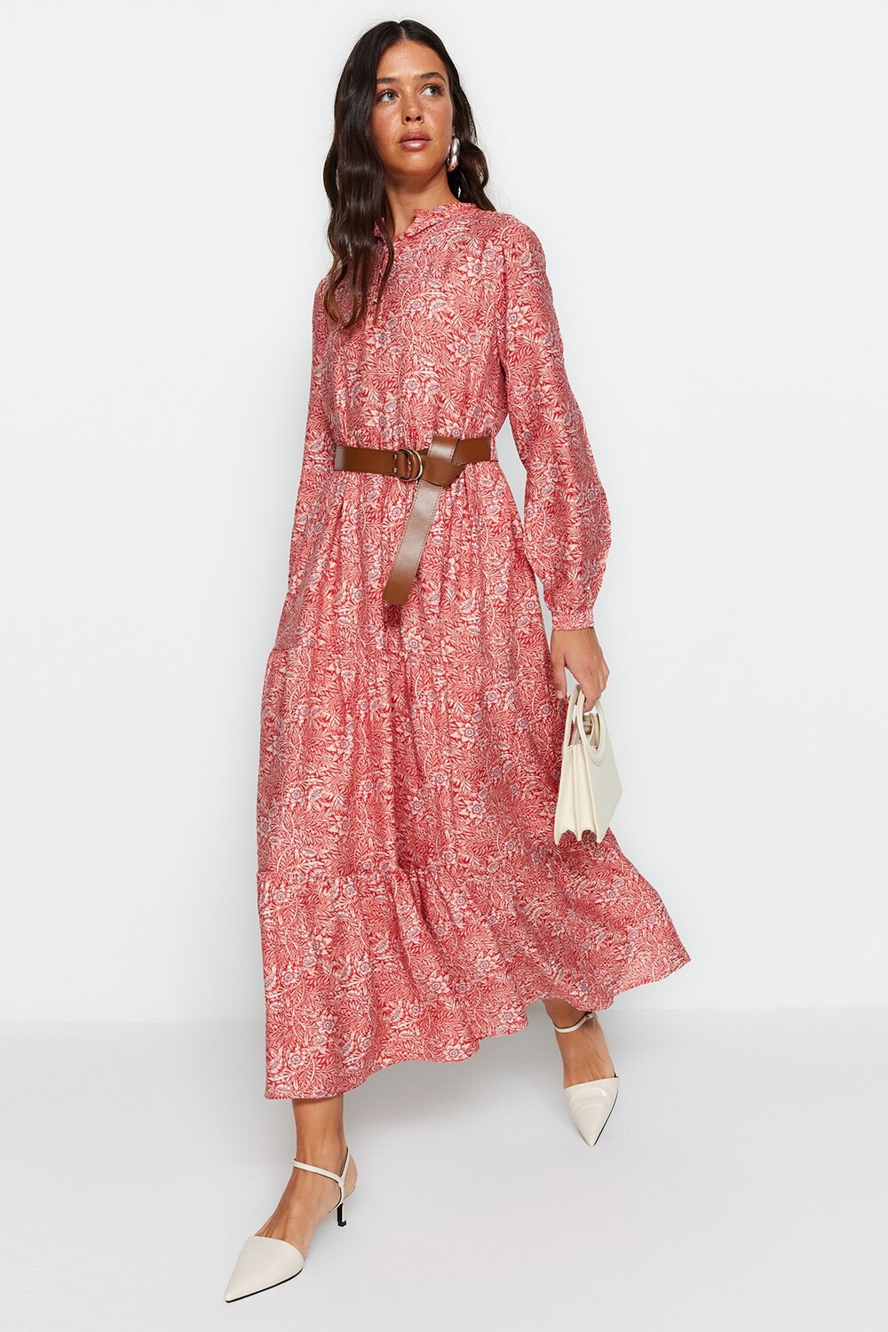

Платье - Красное - А-силуэт Trendyol Modest, красный