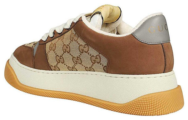 Кроссовки screener gg leather sneakers 'brown beige white' Gucci, бежевый — фото 4
