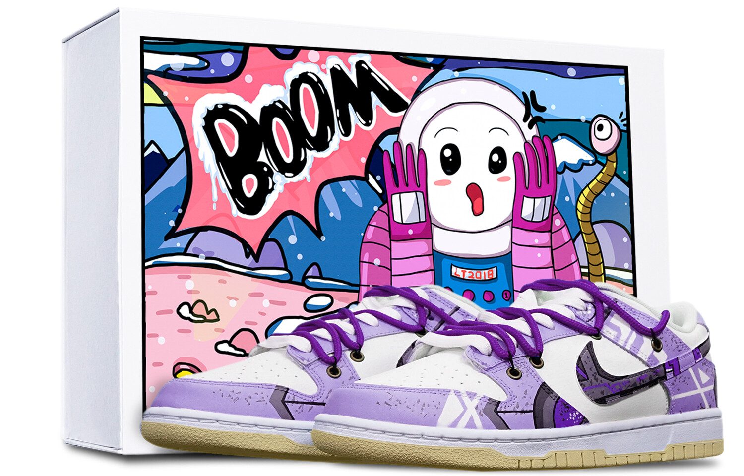 

Кроссовки Nike Dunk Skateboard Shoes Men Low-Top Purple White
