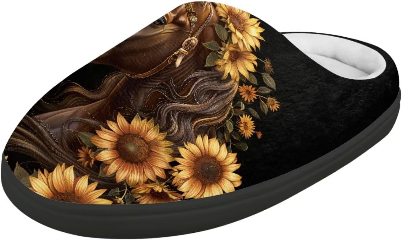 

POLERO Милые тапочки для детей, девочек, зимние теплые домашние тапочки, детские тапочки для мальчиков, Horse and Sunflower