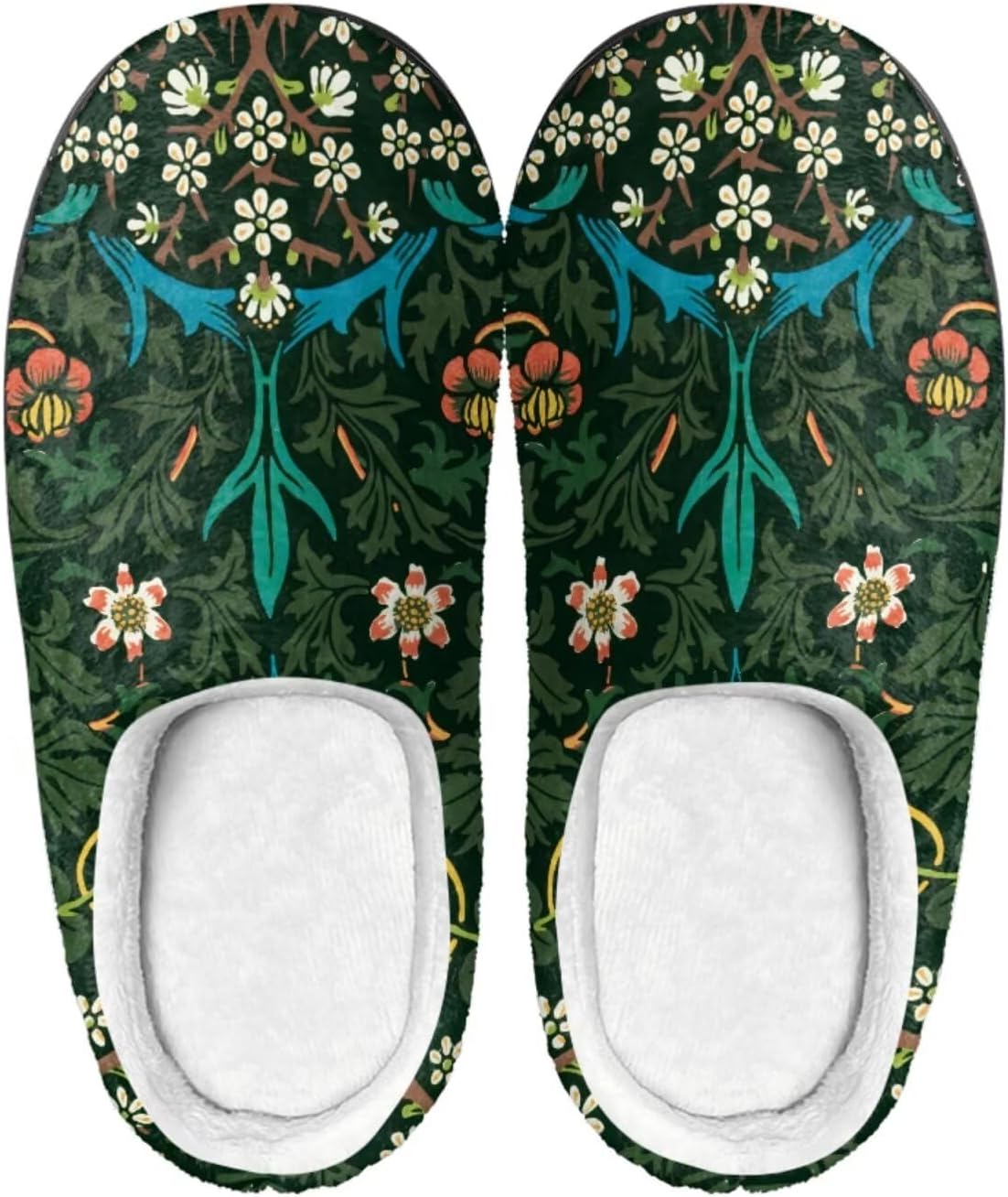 

Мужские и женские нескользящие тапочки, теплые мягкие уютные тапочки из фланели, домашняя обувь для спальни и улицы, размеры 2-12 Zcfygdx, Vintage Art Flower Print 15