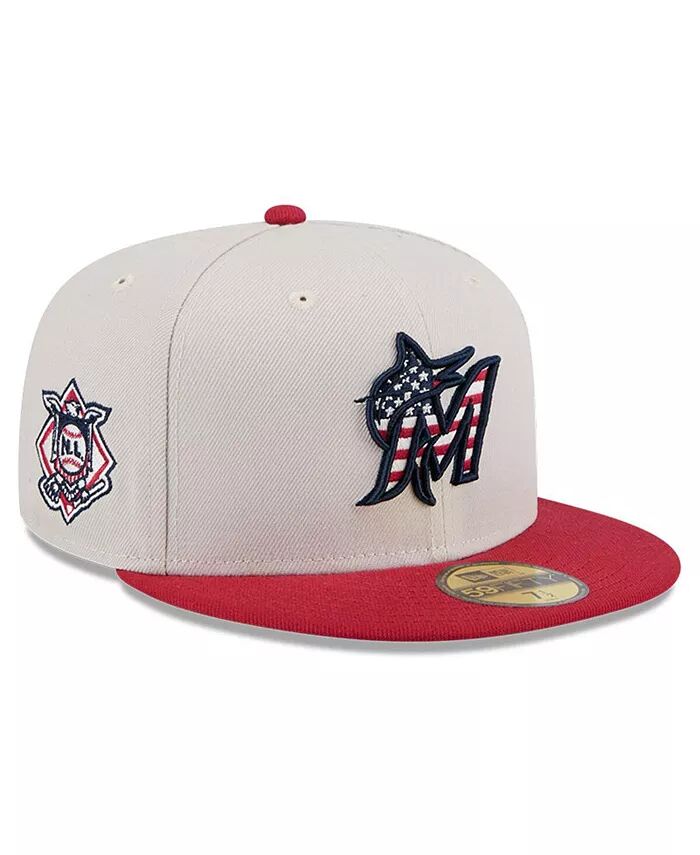 

Мужская красная бейсболка Miami Marlins 2024 Fourth of July 59FIFTY Fitted Hat New Era