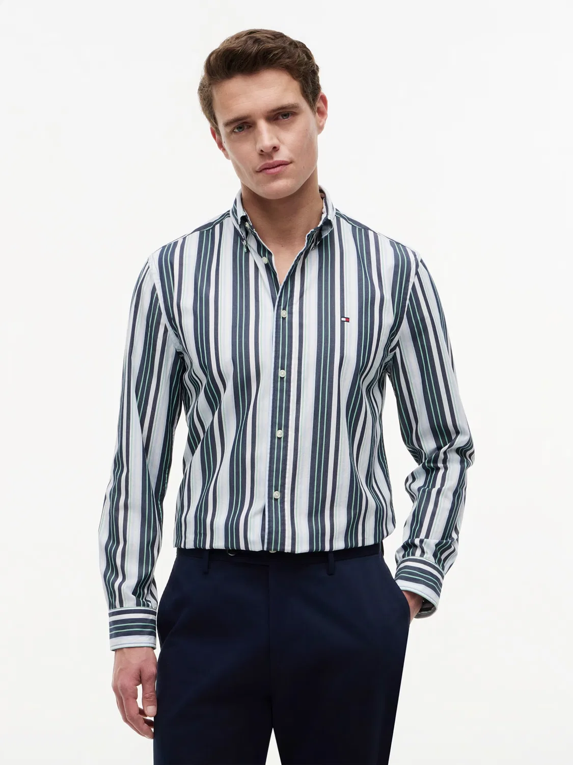 Рубашка на пуговицах стандартного кроя Tommy Hilfiger, Emerald/Mint — фото 3