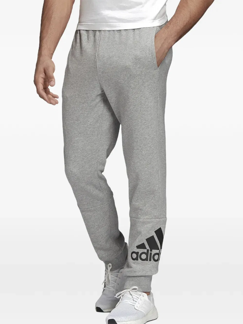Спортивные махровые брюки с эмблемой Adidas, серый