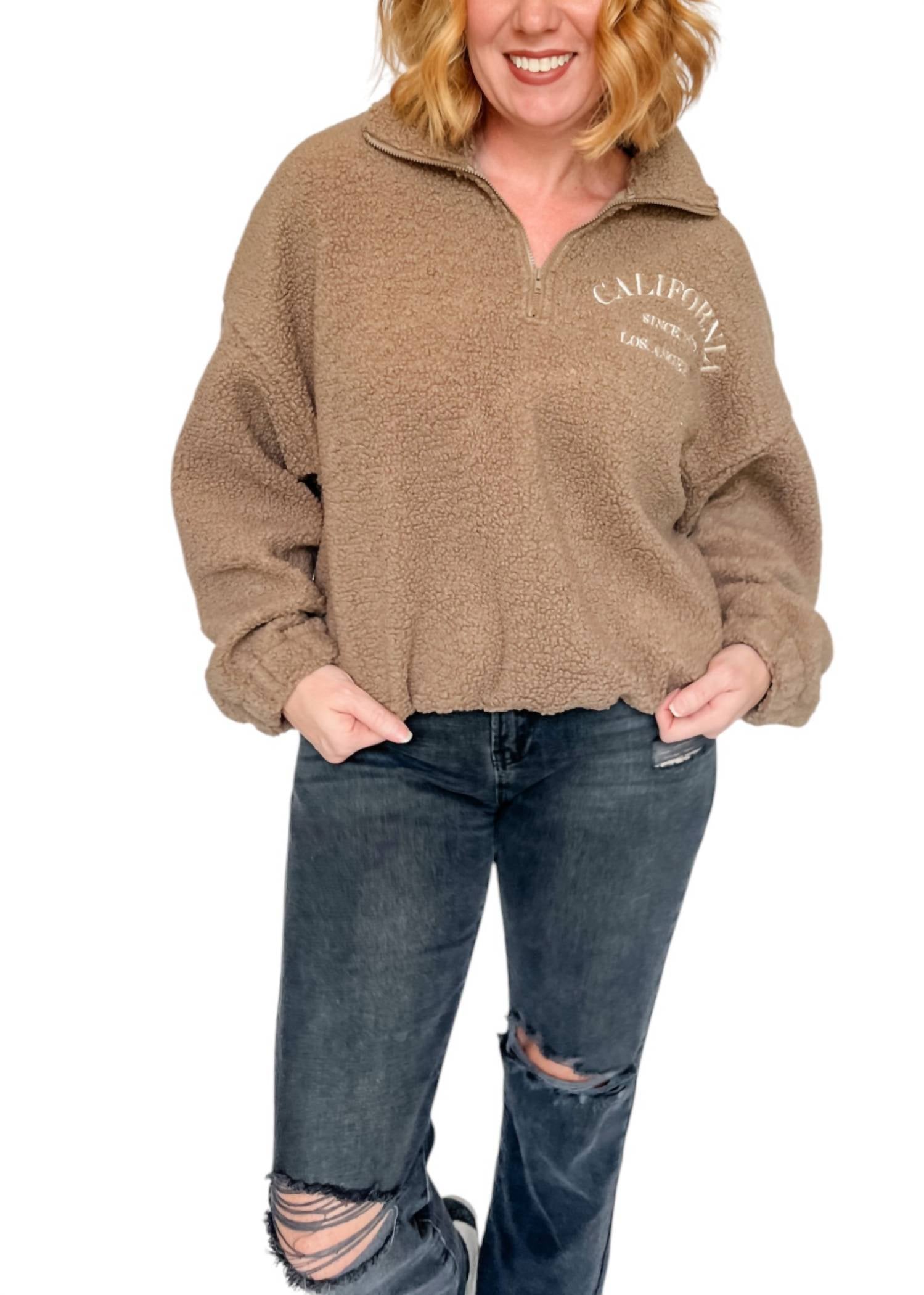 

Флисовый свитер Cali Quarter Zip коричневого цвета LE LIS