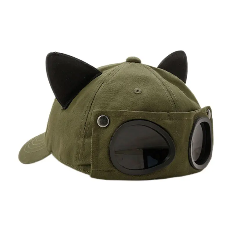 

FREE RABBITⅡ Хлопковая бейсболка унисекс, Cat ears army green
