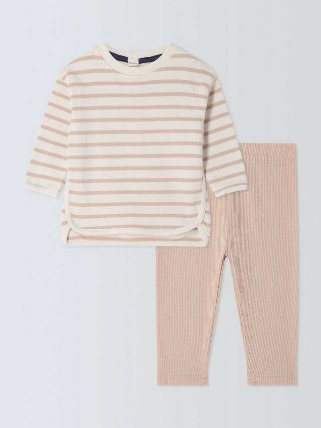 

Комплект с длинным рукавом Baby Stripe и ребристыми леггинсами John Lewis, Natural, Natural