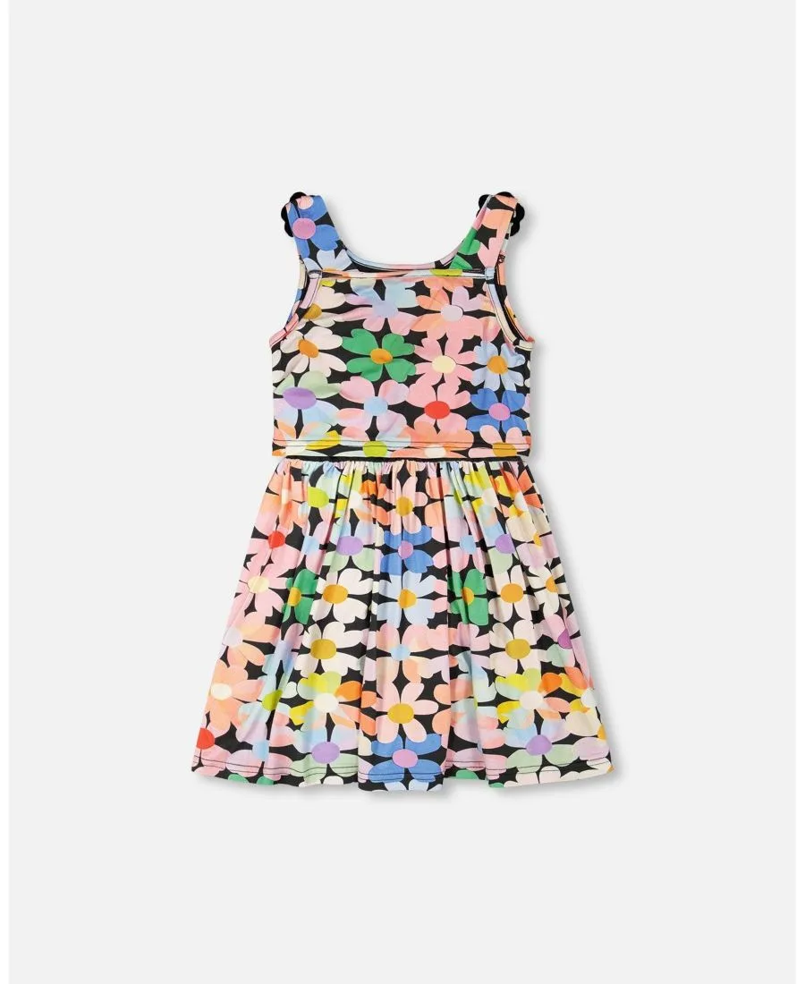 Платье для девочек-малышек Deux par Deux, черный floral print — фото 3