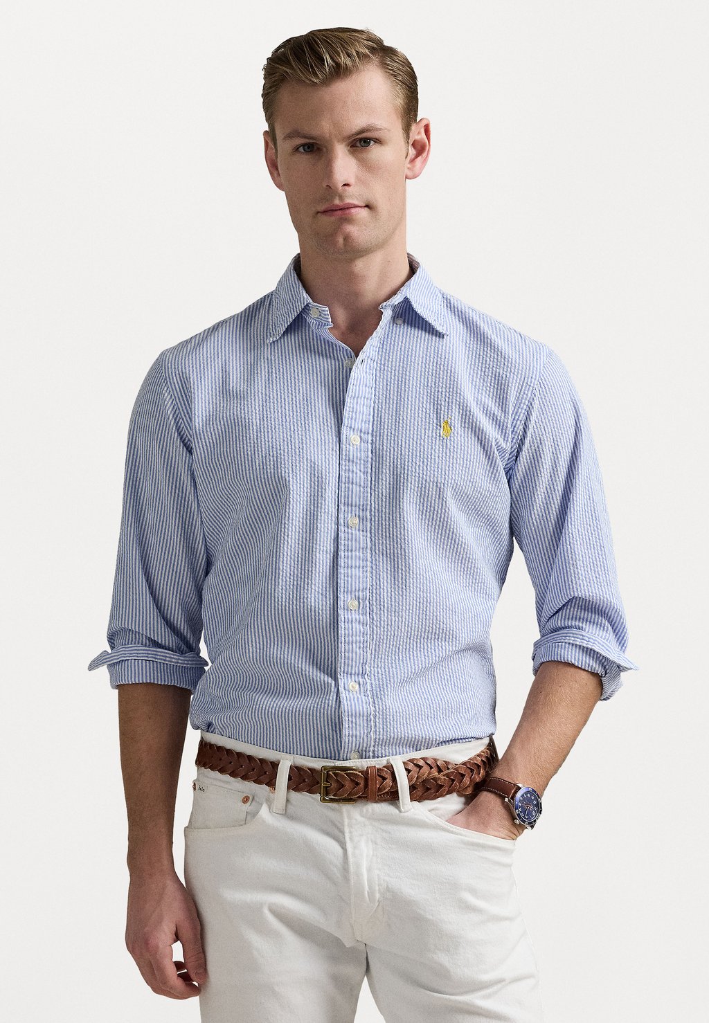 

Рубашка CUSTOM FIT STRIPED SEERSUCKER SHIRT Polo Ralph Lauren, синий
