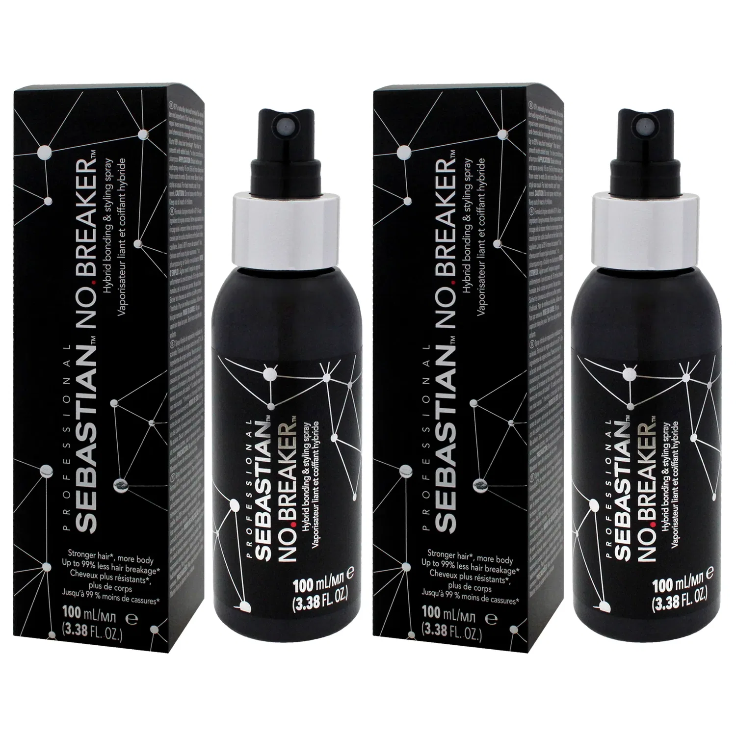 Спрей для восстановления волос No Breaker Leave-In Bonding Spray от Sebastian для мужчин и женщин - 3,3 унции (98 мл) - упаковка из 2 штук, Clear — фото 4