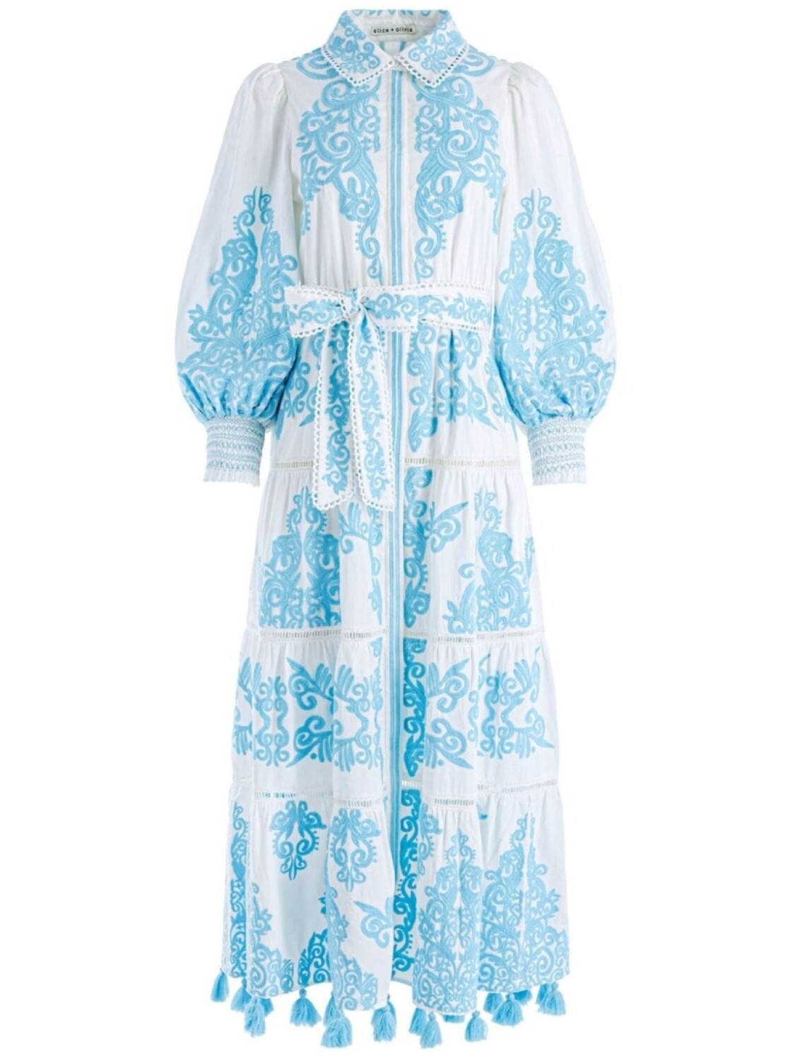 

Платье-рубашка Shira с цветочной вышивкой alice + olivia, белый