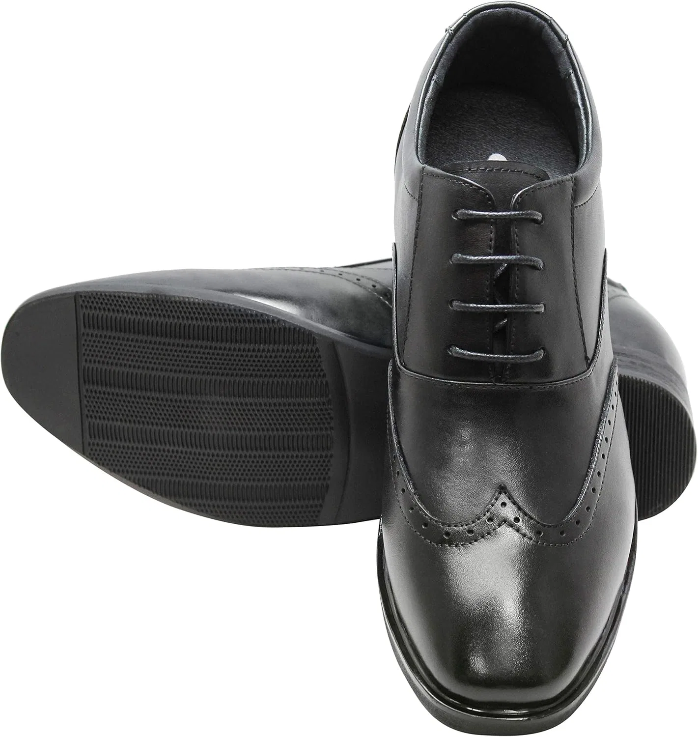 Туфли CALTO - G51123-3.2 Inch Taller - Height Increasing Lift Shoes (Black Lace-Up Wing Tip) — фото 2