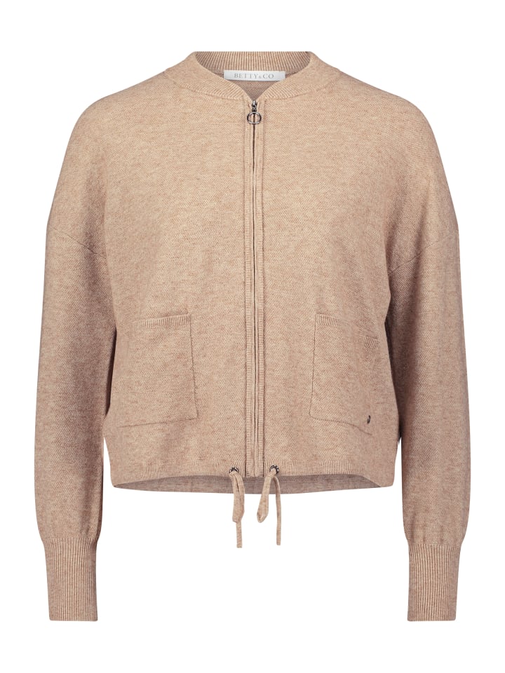 

Вязаный кардиган на молнии цвета верблюжий меланж BETTY & CO