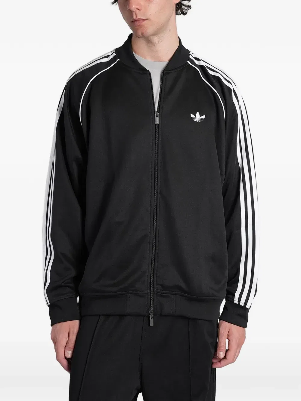 Спортивная куртка SST Adicolor Classics с вышитым логотипом Adidas, черный