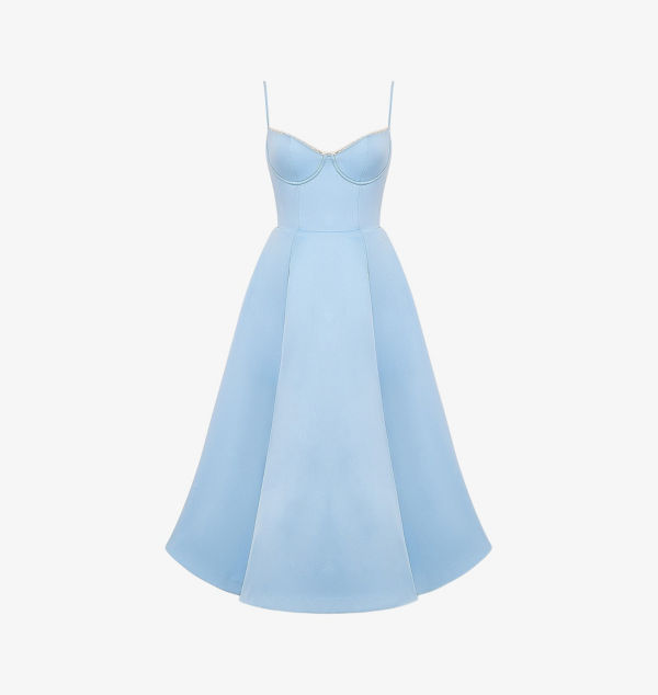 

Платье-Миди Mademoiselle из эластичного хлопкового смесового материала с цветочным принтом House Of Cb, синий