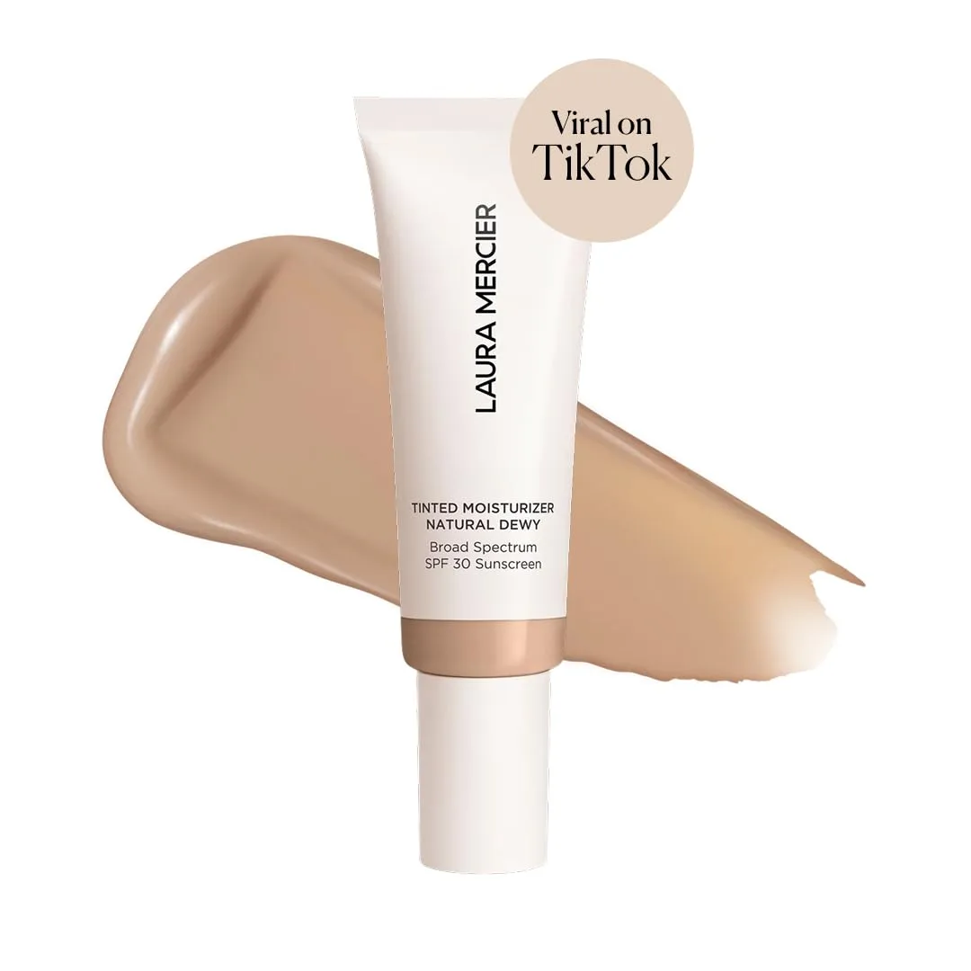 Laura Mercier Tinted Moisturizer Natural Dewy с SPF 30: увлажнение 24 часа+, стойкий, легкое тонирование, наращиваемое покрытие, сияющий финиш, улучшает тон и текстуру кожи 42.52 г (полный размер), 3C Fawn- Light Medium with cool undertones — фото 2