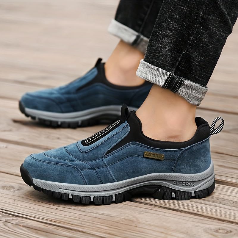 Удобные и нескользящие мужские лоферы, дышащие и легкие спортивные кроссовки, подходят для носки весной и летом Minlaidian, синий — фото 2